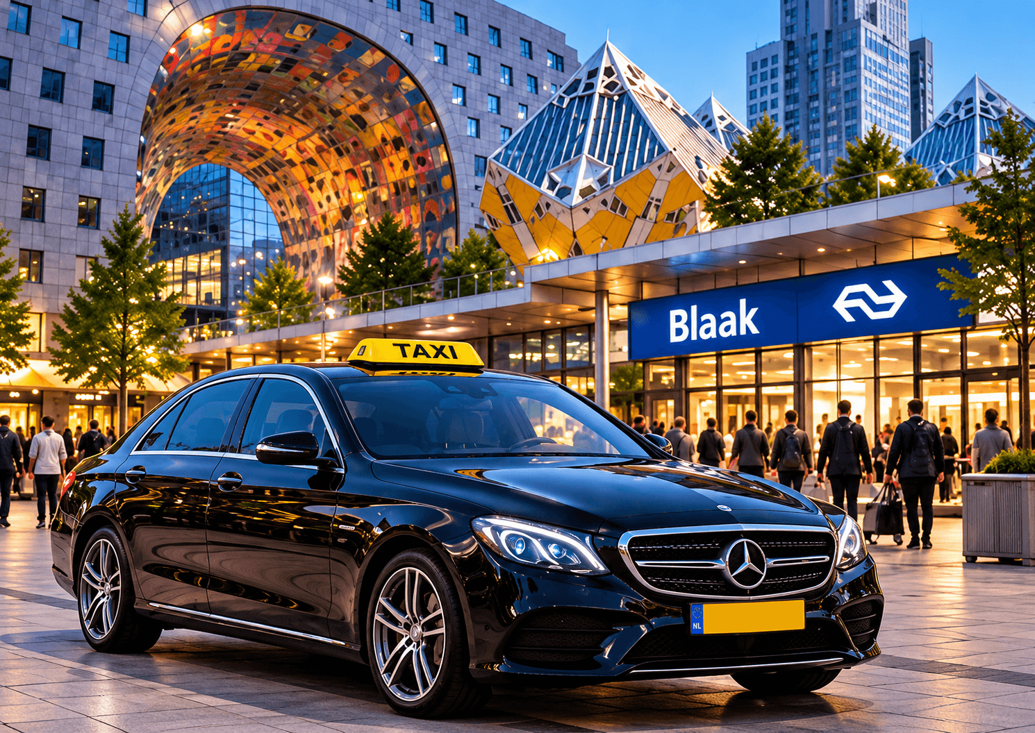 Modern taxivoertuig in Rotterdam
