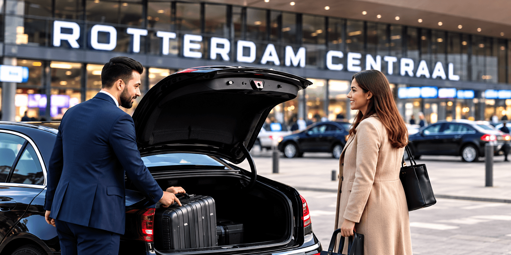 Taxi Rotterdam Centraal bij het centraal station van Rotterdam